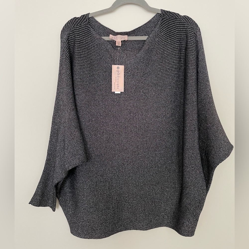 Philosophy Gray Knit Dolman Sleeve Top Size 1X